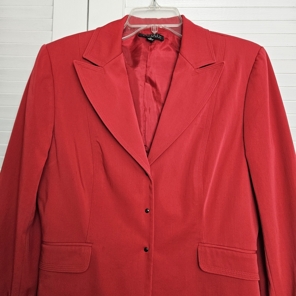 Tahari Women's Red Wool Blend Blazer Size 10 - Picture 2 of 13